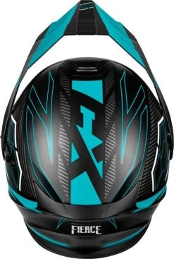 Castle X CX950 V2 Modular Snowmobile Helmet Fierce Matte Black/Turquoise -FXR SHOP 4429238 4