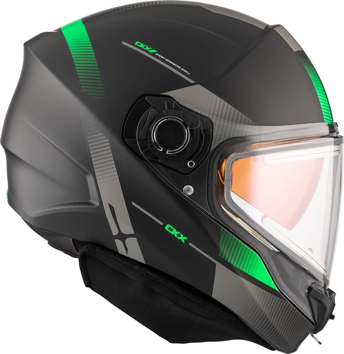 CKX Contact Electric Snowmobile Helmet Edge Matte Black/Green 3 CKX Contact Electric Snowmobile Helmet Edge Matte Black/Green