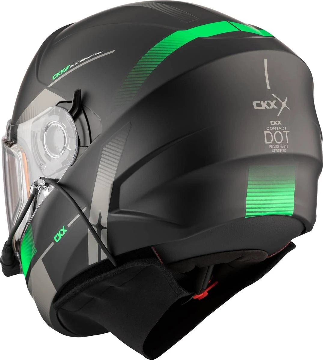 CKX Contact Electric Snowmobile Helmet Edge Matte Black/Green 5 CKX Contact Electric Snowmobile Helmet Edge Matte Black/Green - Image 3
