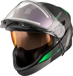 CKX Contact Electric Snowmobile Helmet Edge Matte Black/Green 10 CKX Contact Electric Snowmobile Helmet Edge Matte Black/Green -FXR SHOP 4435022 4