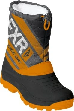 FXR Octane Youth Snowmobile Boots Black/Orange/Char