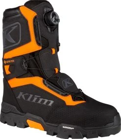 Klim 2021 Klutch GTX Gore-Tex BOA Snowmobile Boot Black/Strike Orange -FXR SHOP 4686540 2