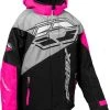 Castle X Code G3 Youth Snowmobile Jacket Silver/Black/Pink Glo