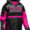 Castle X Strike G4 Youth Snowmobile Jacket Pink Glo/Charcoal/Black