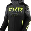 FXR 2023 Helium Child Snowmobile Jacket Black/Char Fade/HiVis