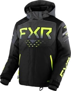 FXR 2023 Helium Child Snowmobile Jacket Black/Char Fade/HiVis