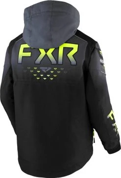 Alternative view of FXR 2023 Helium Child Snowmobile Jacket Black/Char Fade/HiVis
