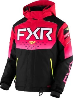 FXR 2023 Helium Youth Snowmobile Jacket Black/Raspberry Fade/Hi Vis