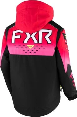 Alternative view of FXR 2023 Helium Youth Snowmobile Jacket Black/Raspberry Fade/Hi Vis