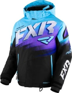FXR 2023 Boost Youth Snowmobile Jacket Black/Sky-Purple Fade