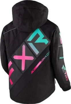 FXR 2023 CX Youth Snowmobile Jacket Black/Mint-E Pink Fade -FXR SHOP 4801687 2