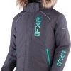 FXR 2023 Fresh Child Snowmobile Jacket Mid Grey Heather/Mint -FXR SHOP 4801702