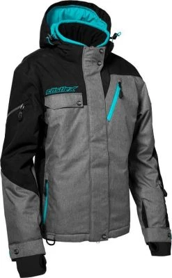 Castle X Powder G3 Womens Snowmobile Jacket Heather/Black/Turquoise