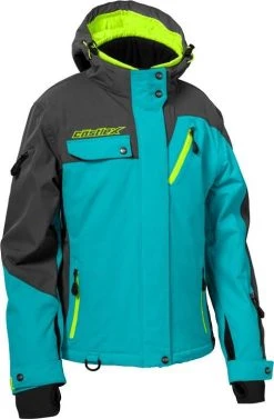 Castle X Powder G3 Womens Snowmobile Jacket Turquoise/Charcoal/Hi-Vis
