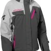 Castle X Powder G3 Womens Snowmobile Jacket Charcoal/Silver/Pink Glo -FXR SHOP 4808673