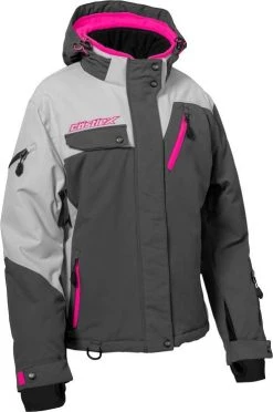 Castle X Powder G3 Womens Snowmobile Jacket Charcoal/Silver/Pink Glo