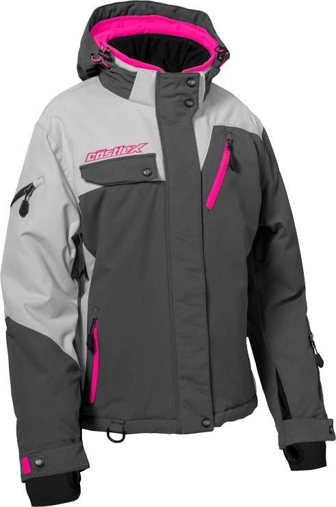 Castle X Powder G3 Womens Snowmobile Jacket Charcoal/Silver/Pink Glo 3 Castle X Powder G3 Womens Snowmobile Jacket Charcoal/Silver/Pink Glo