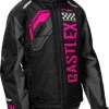 Castle X Strike G5 Snowmobile Womens Jacket Black/Charcoal/Pink Glo
