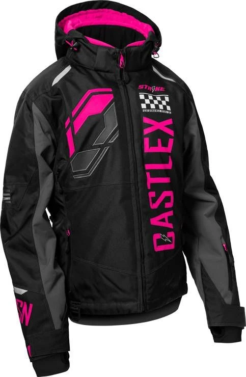 Castle X Strike G5 Snowmobile Womens Jacket Black/Charcoal/Pink Glo 3 Castle X Strike G5 Snowmobile Womens Jacket Black/Charcoal/Pink Glo