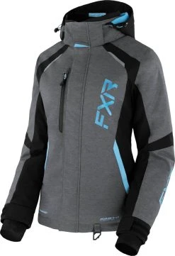 FXR 2023 Pulse Womens Snowmobile Jacket Mid Grey Heather/Black/Sky Blue