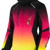 FXR 2023 Pulse Womens Snowmobile Jacket Black/Raspberry-HiVis Fade -FXR SHOP 4809827