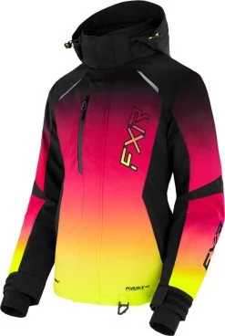 FXR 2023 Pulse Womens Snowmobile Jacket Black/Raspberry-HiVis Fade