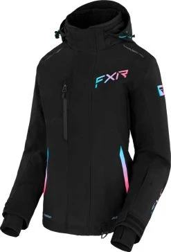 FXR 2023 Edge Womens Snowmobile Jacket Black/Sky Blue-E Pink Fade