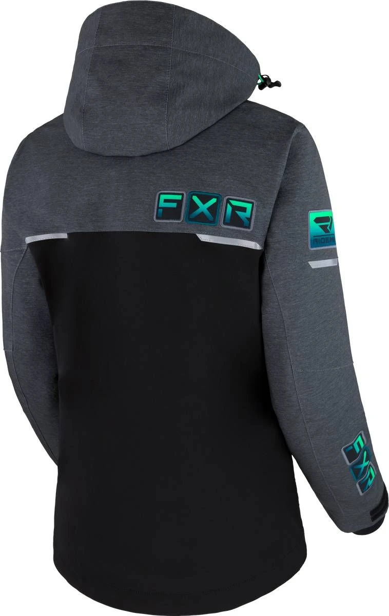 FXR 2023 Maverick Womens Snowmobile Jacket Black/Mid Grey Heather/Mint Fade 4 FXR 2023 Maverick Womens Snowmobile Jacket Black/Mid Grey Heather/Mint Fade - Image 2