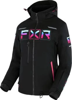FXR 2023 Maverick Womens Snowmobile Jacket Black/Sky-E Pink Fade