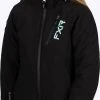 FXR Vertical Pro Insulated Softshell Womens Snowmobile Jacket Black/Seafoam -FXR SHOP 4809891