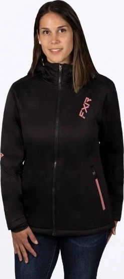 FXR Pulse Softshell Womens Snowmobile Jacket Black/Dusty Rose